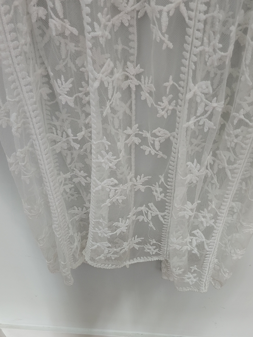 NWT Sheer White Embroidered Maxi Dress Cover Up Sun Floral Boho Beach Kimono - Picture 7 of 8